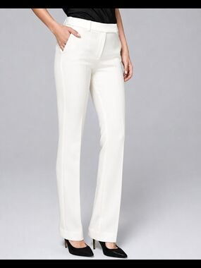 White House Black Market Women's Off White Straight-Leg Dress Pants Trousers
